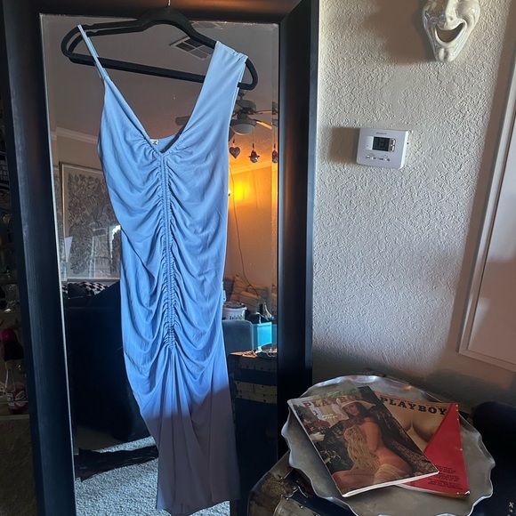 Zara One Shoulder Blue Dress - Picture 4 of 5